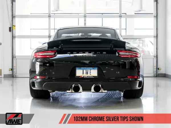 AWE Tuning AWE SwitchPath Exhaust for 991.2 Carrera / S / GTS with PSE – Chrome Silver Tips